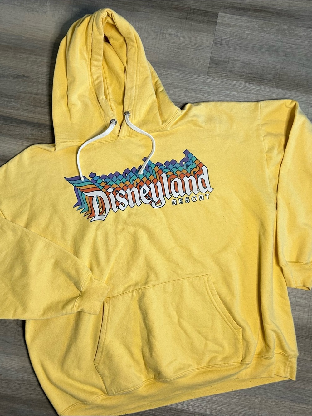 Disney Yellow Disneyland Resort Hoodie with Multicolor Logo